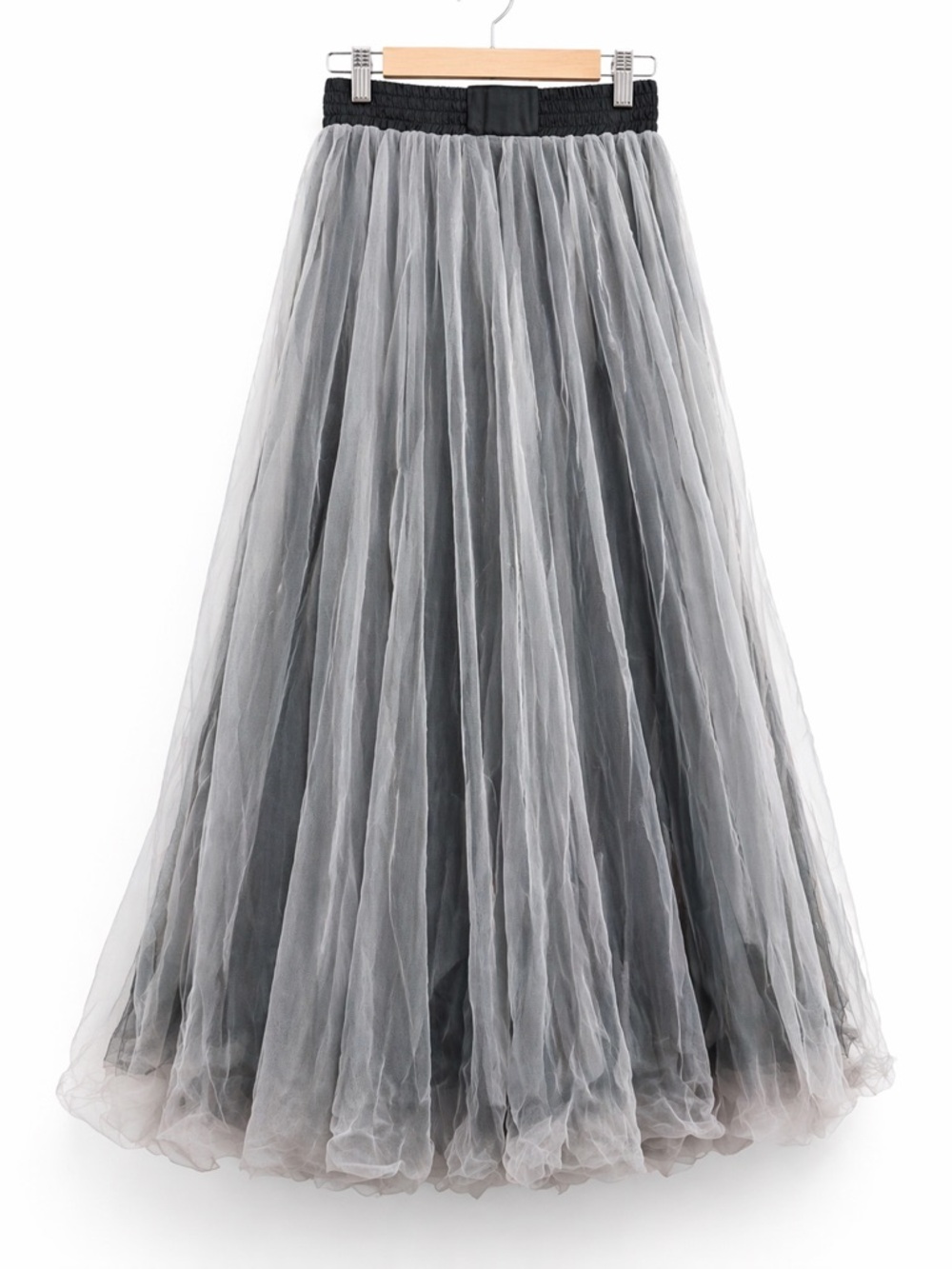Gray Tulle Maxi Skirt 3 Layer Mesh Skirt Tutu Style One Size Flowy
